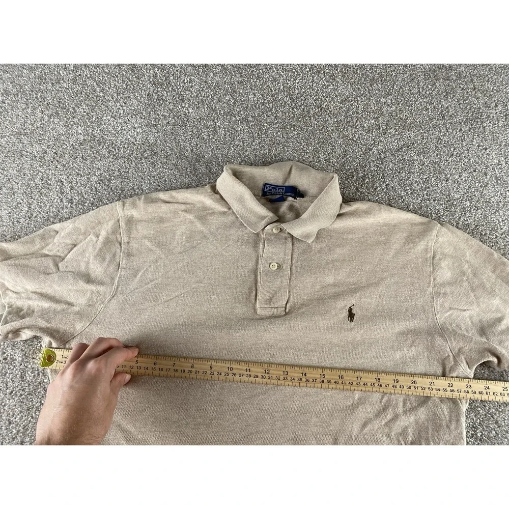 Polo Ralph Lauren Solid Beige Soft Cotton Polo Shirt Mens L Preppy Pony Logo